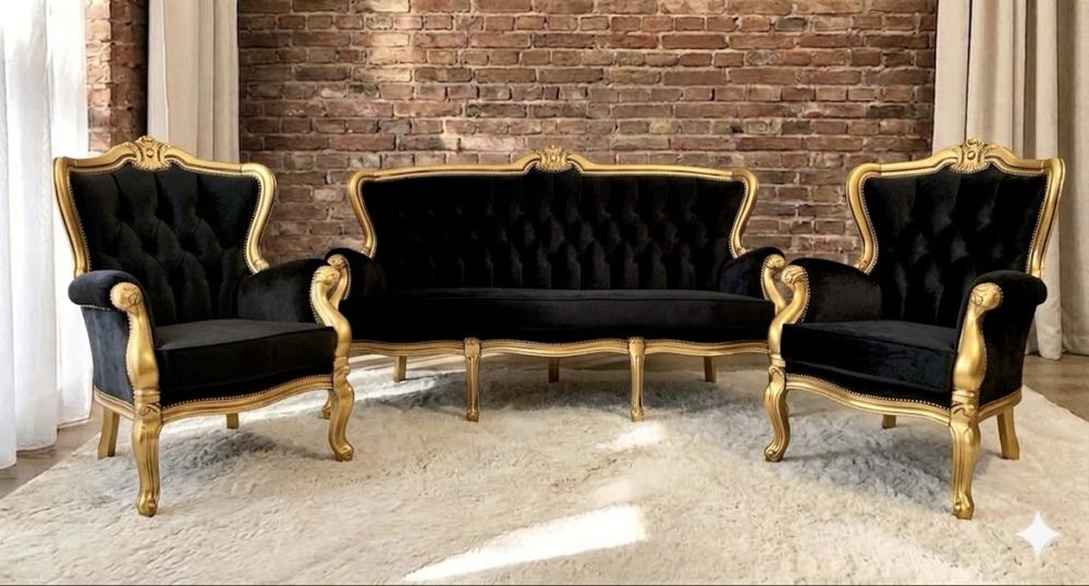 Komplet wypoczynkowy barok sofa fotele ludwik ludwikowski