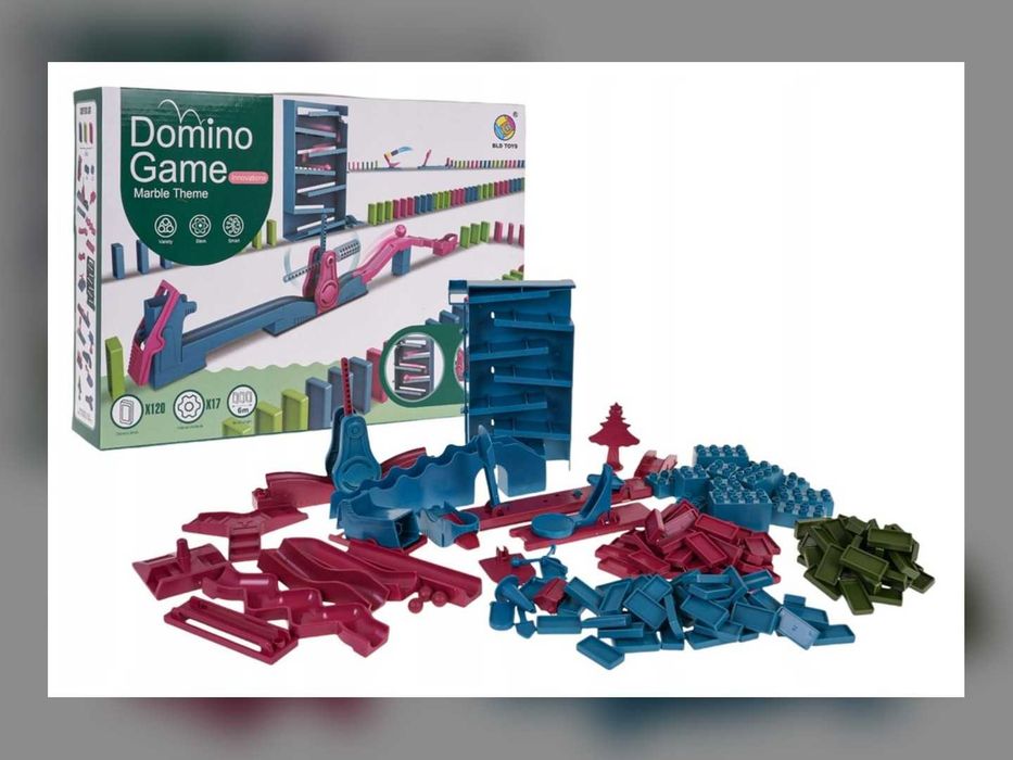 Zestaw Domino 130 el. tor przeszkód wieża dla dzieci powyżej 3 lat