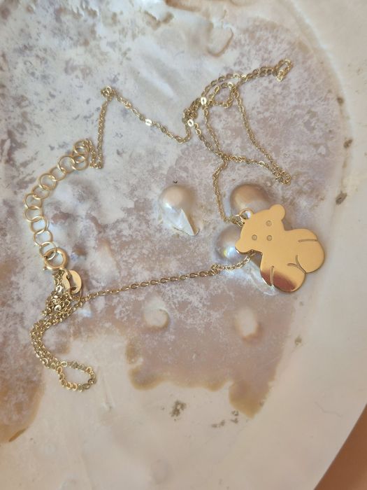 Złoty łańcuszek celebrytka miś typu Tous gładki p. 585