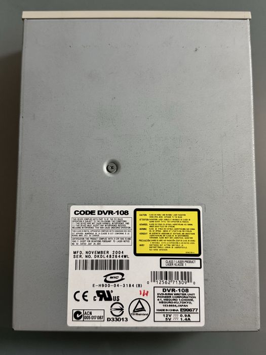 Pioneer DVR-108 IDE DVD-RW NOVEMBER 2004