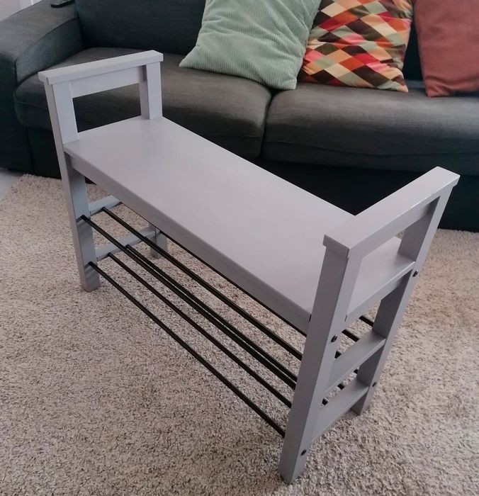 Banco com sapateira IKEA Hemnes cinza