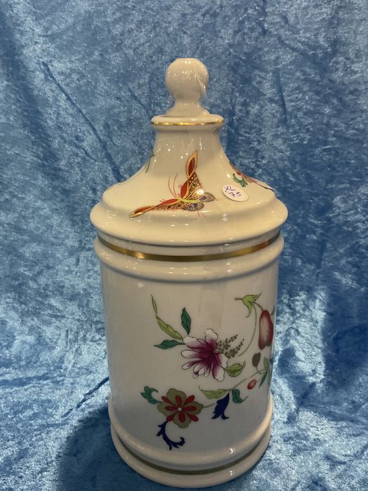 Jar pote com tampa vista alegre pintura manual a ouro alt 24 cm