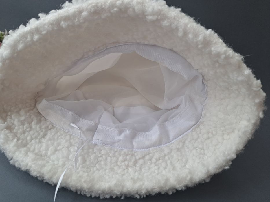 Женская детская шапка панама с ушками белая