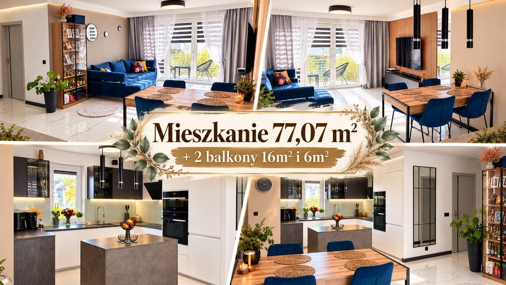 Warzymice 3-pokojowe mieszkanie 77,07 mkw w Warzymice, taras 16mkw , balkon 6mkw , piwnica