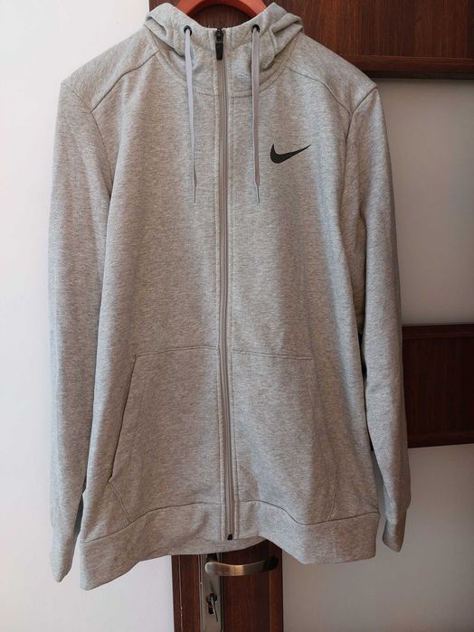 Bluza Sportowa Męska Szara Z Kapturem Nike DRI-FIT CZ6376-063 r. M duża jak L oddychająca rozpinana