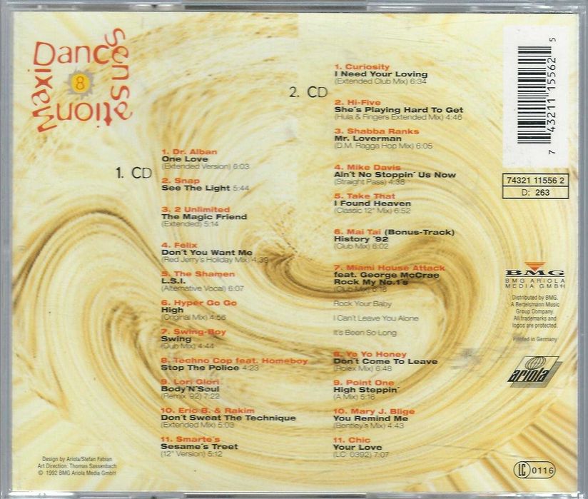 2 CD Maxi Dance Sensation 8 (1992) (Ariola)