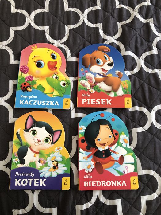 4 książeczki Kapryśna Kaczuszka, Nieśmiały kotek, Mały piesek, Miła bi