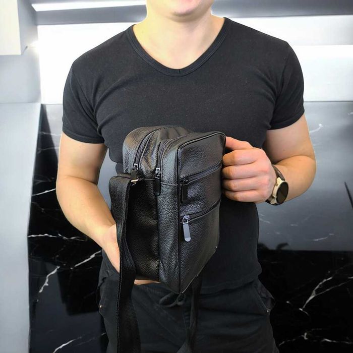 Стильна чоловіча шкіряна сумка через плече, сумка з натуральної шкіри