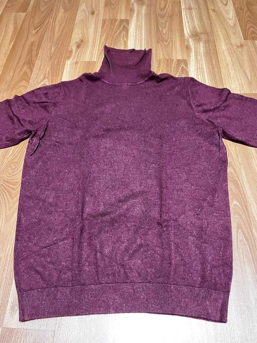 Sweter męski z golfem gładki kolor bordowy Medicine