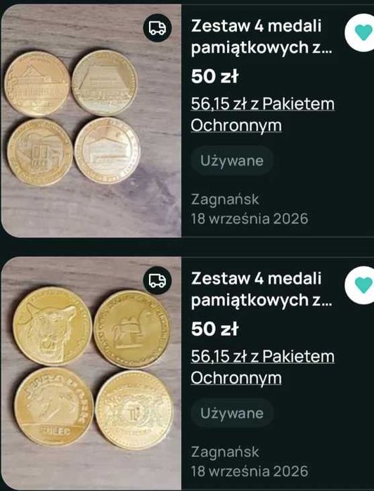 medale pamiątkowe, zestaw 5 sztuk