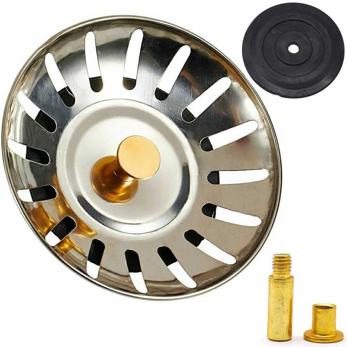 Korek METALOWY DO ZLEWU Zlewozmywaka Sitko Duże KOSZYK Zatyczka SUPER