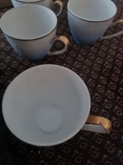 Filiżanki do kawy Ćmielów błękitne złote cztery