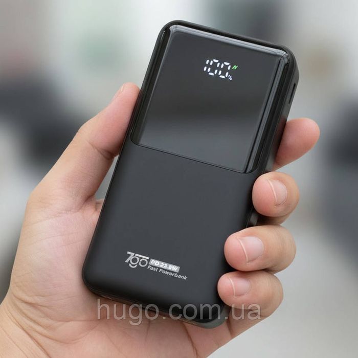 Повербанк 20000mah, +2 кабеля, 2хUSB, 22,5W, 7GO GPW-07