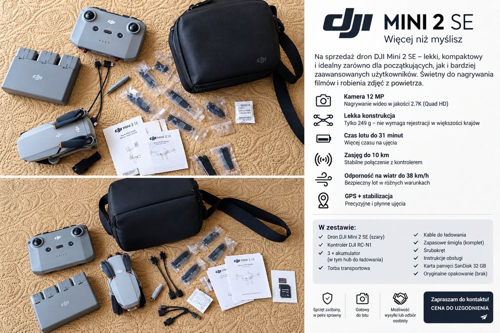 Dji mini 2 se duży zestaw 4 baterie