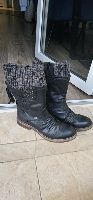 Czarne damskie kozaki zimowe Rieker 94773-00 | Rozmiar 42 | Ciepłe, RiekerTEX, Stan bdb!