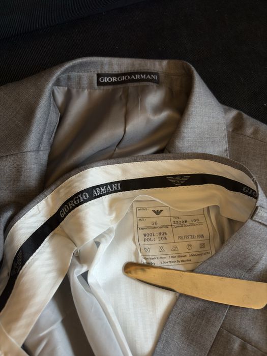 Garnitur Męski Giorgio Armani Le Collezioni – Wełna 80% – Szary