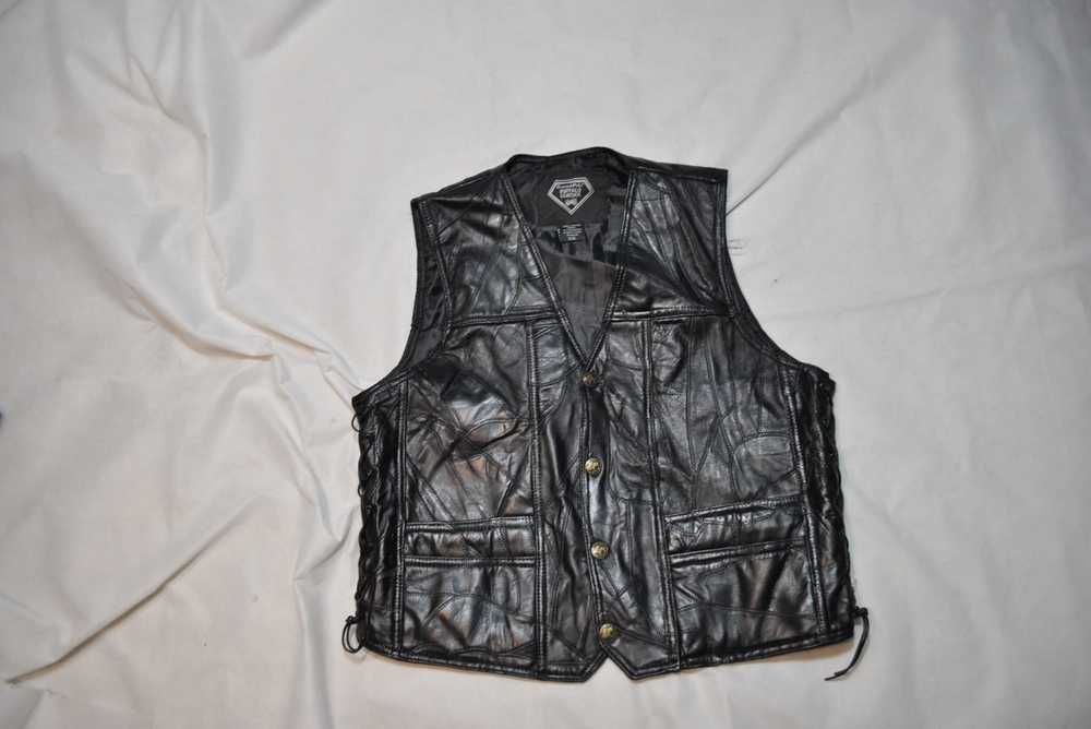 DIAMAND PLATE 2XL męska skórzana kamizelka chopper sz1v