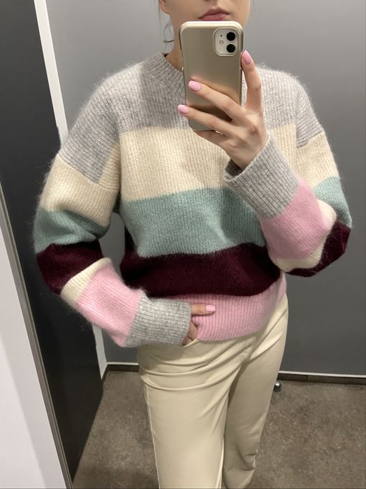 Wełniany sweter w paski H&M rozm. M