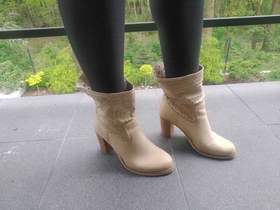 Skórzane Botki włoskie Vera Gomma ażurowe