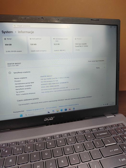 LAPTOP | Acer Aspire 5 | i7-1355U | 32GB RAM | 1TB SSD | Win11 FV