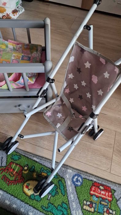 Łóżeczko dla lalki drewniane plus akcesoria