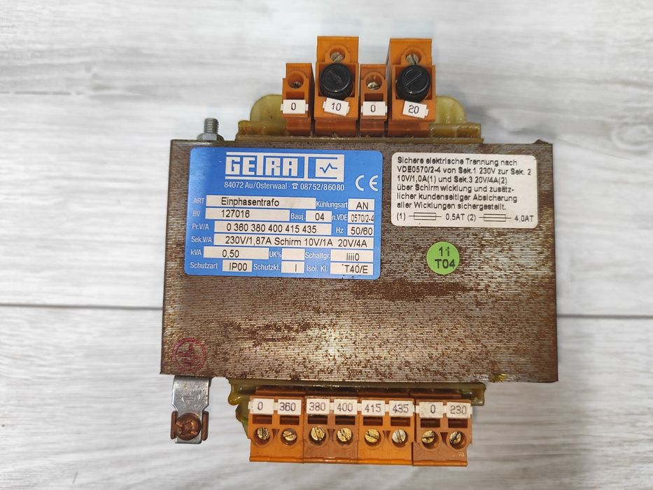 Transformator 400v/ 230v, 10v 20v