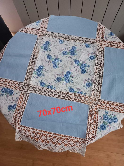 Serwetka z koronką szydełkową handmade 70x70 vintage