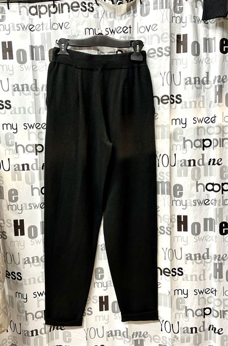 Брюки трикотажные, натуральные, вязанные, тёплые, чёрные, Италия,46-50