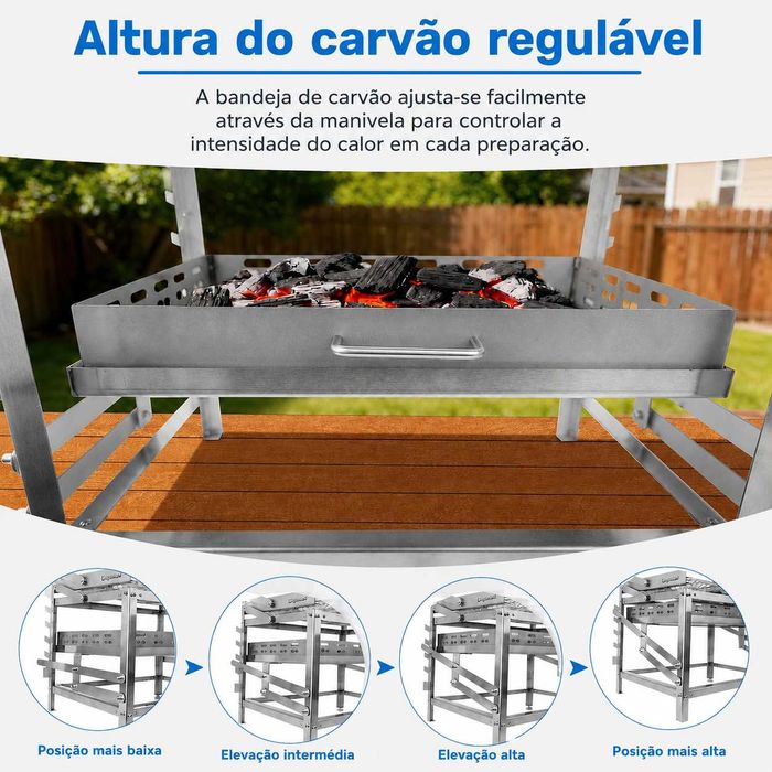 Churrasqueira Carvão Inox BlazeFor F1 - Flip 180° - Dobrável - NOVA