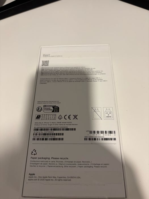 IPHONE 17 256GB PRETO Com garantia de  1 ANO APPLE