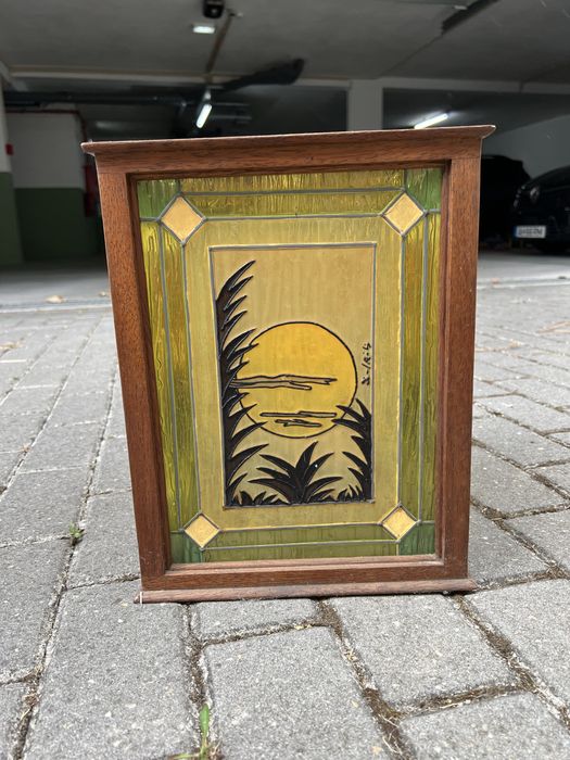 Candeeiro pintado à mão. Vintage.