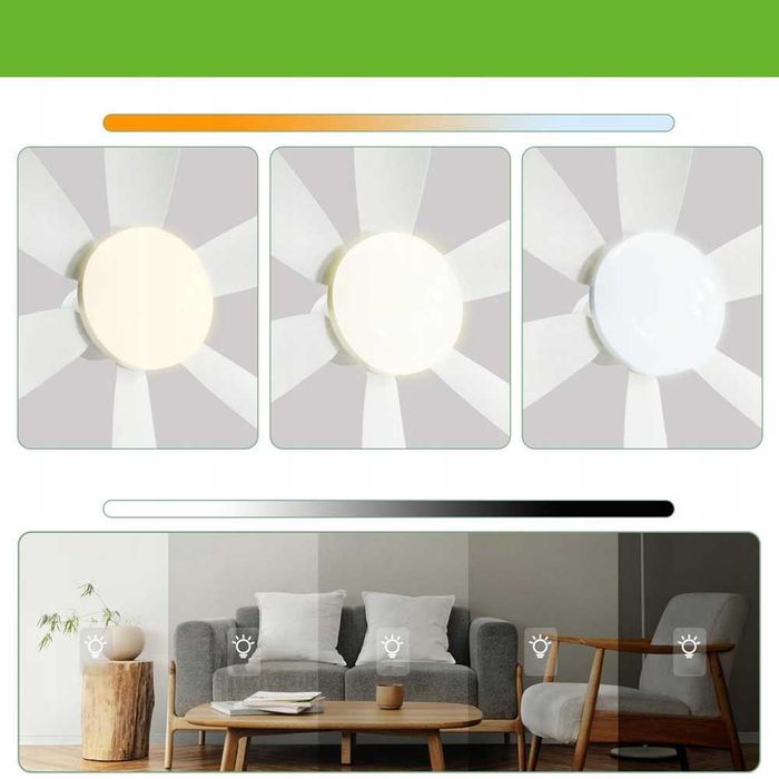Lampa wisząca z wentylatorem biała LED 30W