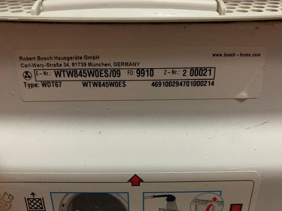 Máquina Secar Bosch Serie 8 WTW845W0ES 8kg (Para Peças/Avariada)