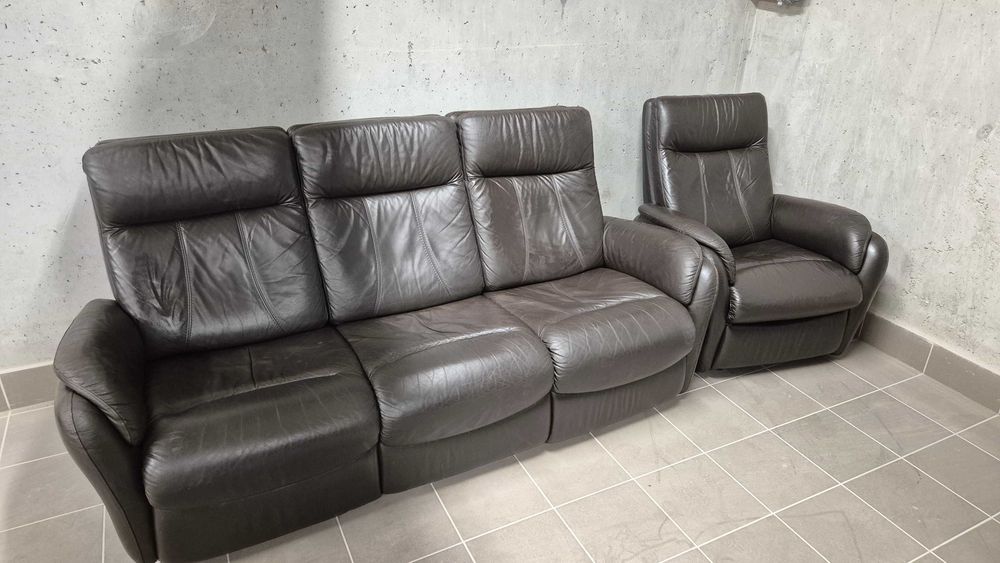 Komplet wypoczynkowy skóra naturalna