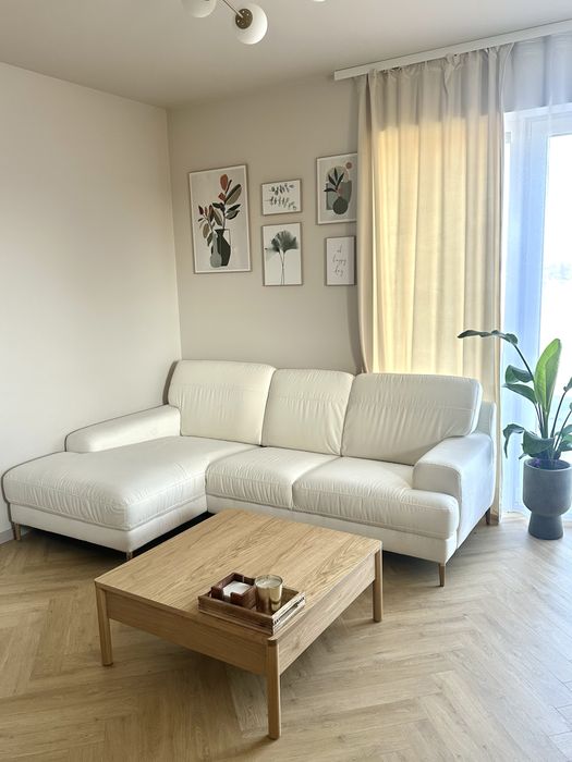 Narożnik Gala Monday - kolor ecru - tkanina welwetowa