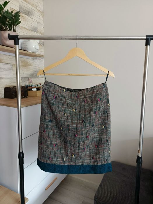 Kolorowa, dziana spódnica do kolan | rozmiar M White Stuff