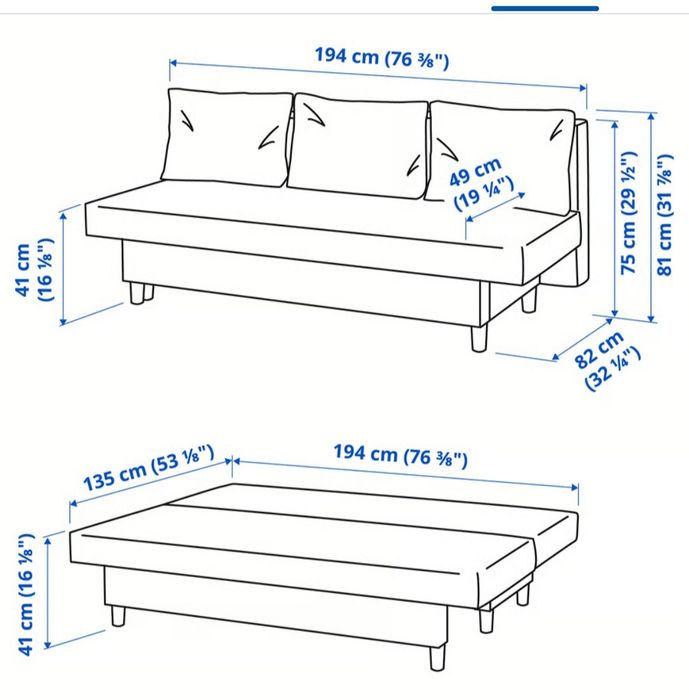 Kanapa rozkładana Ikea