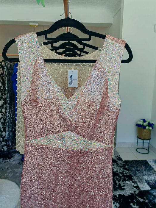 Vestido Rose com brilho
