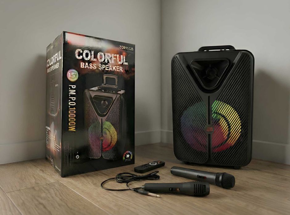 Портативна Колонка валіза блютуз компактна гучна караоке з мікрофоном