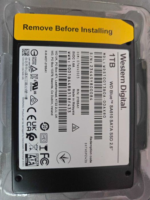 SSD WD Blue 1TB SA510 Sata3 2,5 7mm WDS100T3B0A dysk NOWY