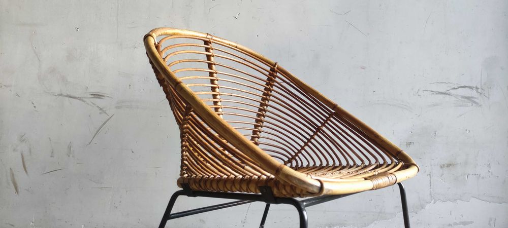 Fotel rattanowy,lata 60