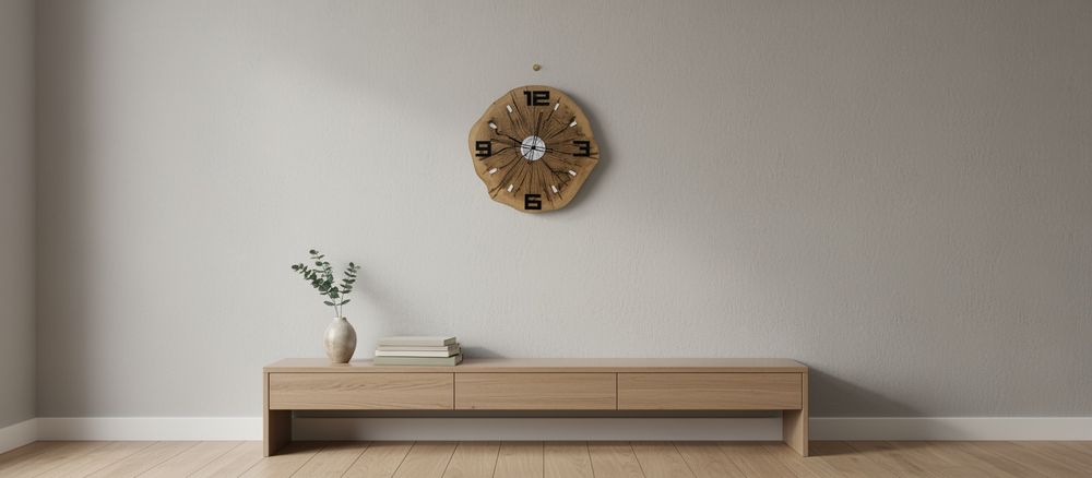 Unikat świata! Duży zegar z drewna – 64 cm, 18 kg, dostawa