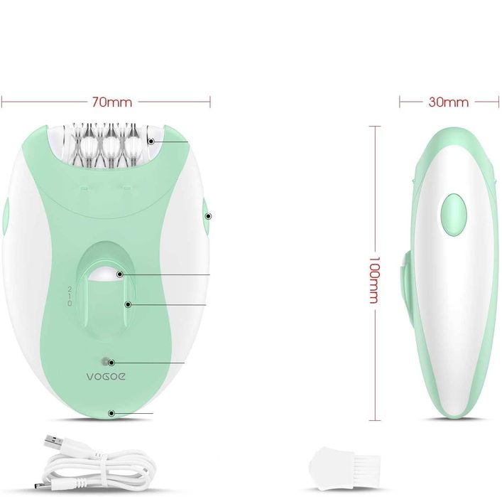 Depilator 4w1 Damski VOGOE Golarka Masażer Tarka USB Zielony
