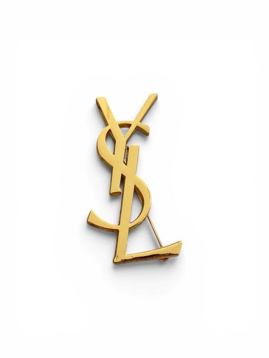 Ysl yves saint laurent slp broszka złota