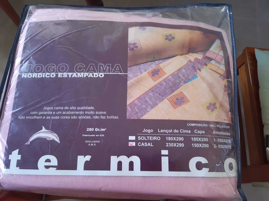 Jogo casal Lençóis térmicos,nórdicoestampado,Novo,n/embalagem original
