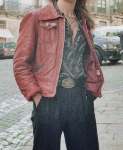 Casaco pele genuina vermelho vintage