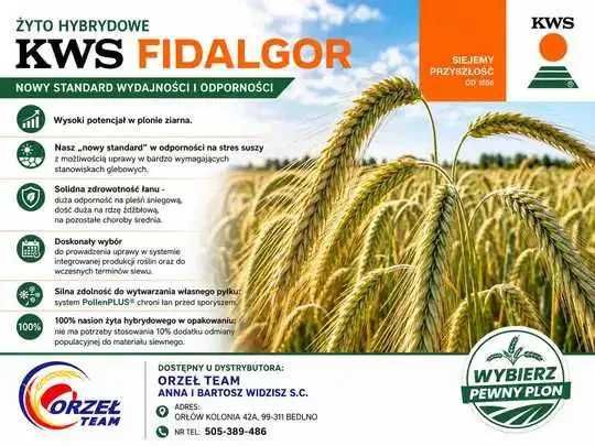 Żyto hybrydowe KWS FIDALGOR, Gilmor, Initiator, kwalifikat