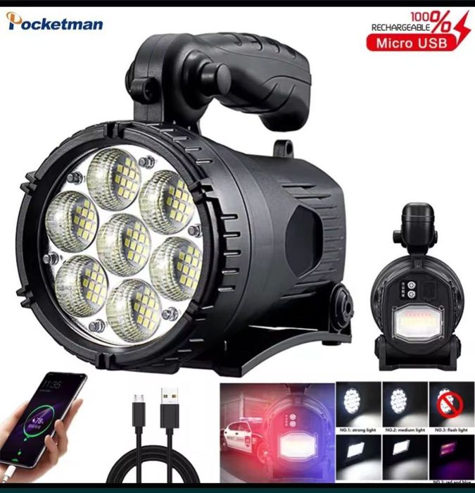 Фонарик Прожектор LED аккумуляторный Li-ion 5 вольт - USB power bank