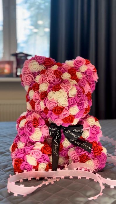 Ведмедики з троянд 40см/ мишки из роз 40мм / самовивіз Київ