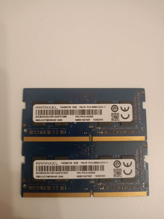 DDR4 SO-DIMM 2x4
Typ: DDR4 SO-DIMM (do laptopów).
Częstotliwość: 2666